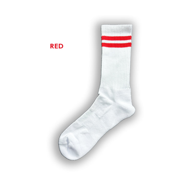 custom red sports socks with monogram or logo or initials or image or emoticon