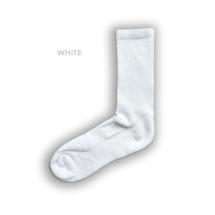 custom white sports socks with monogram or logo or initials or image or emoticon