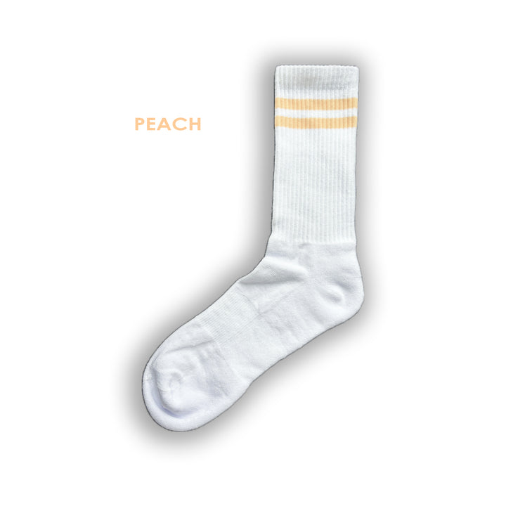 custom peach sports socks with monogram or logo or initials or image or emoticon