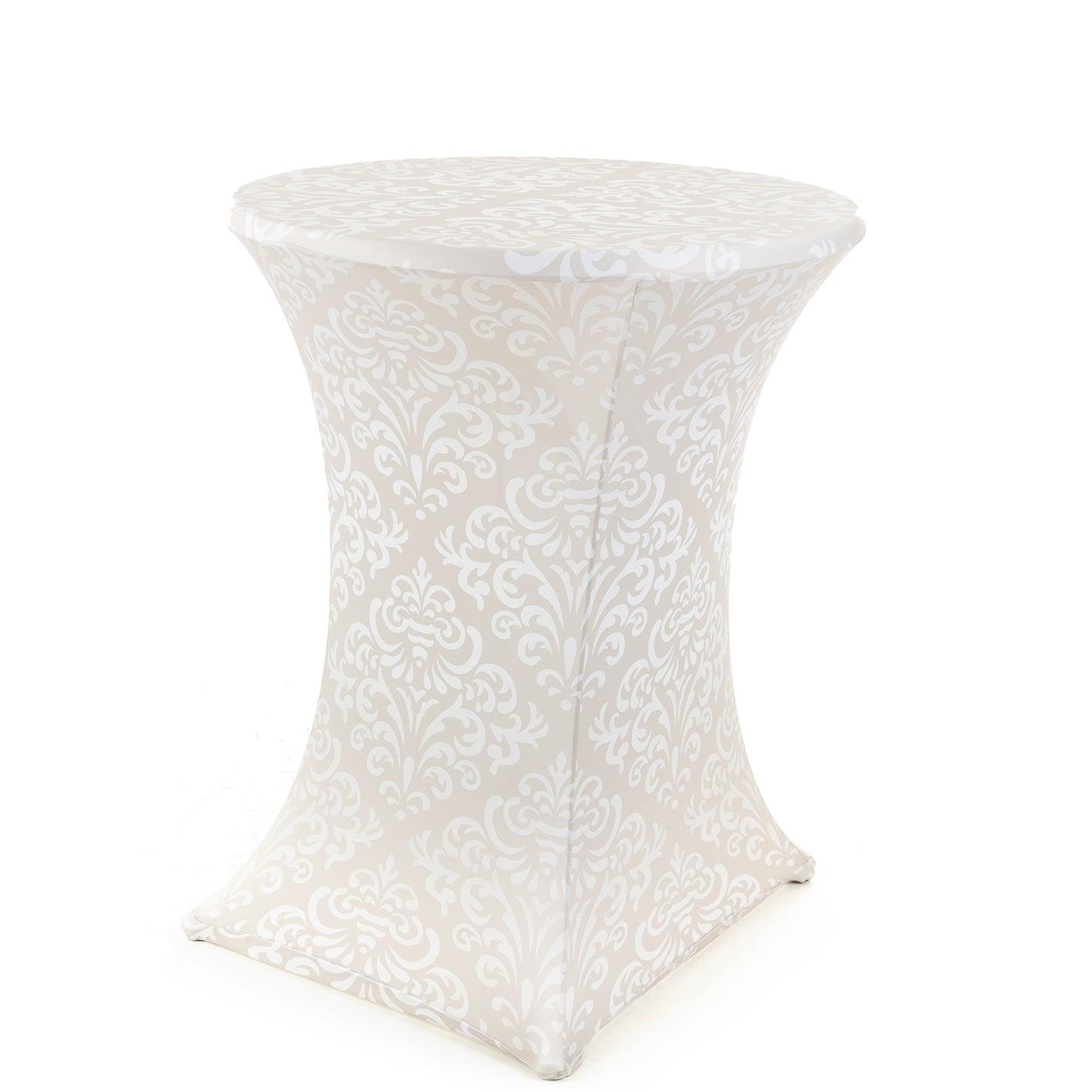 Standing Table Cover: Damast White & Cream - Di-Jet nv - The Designer? YOU! 